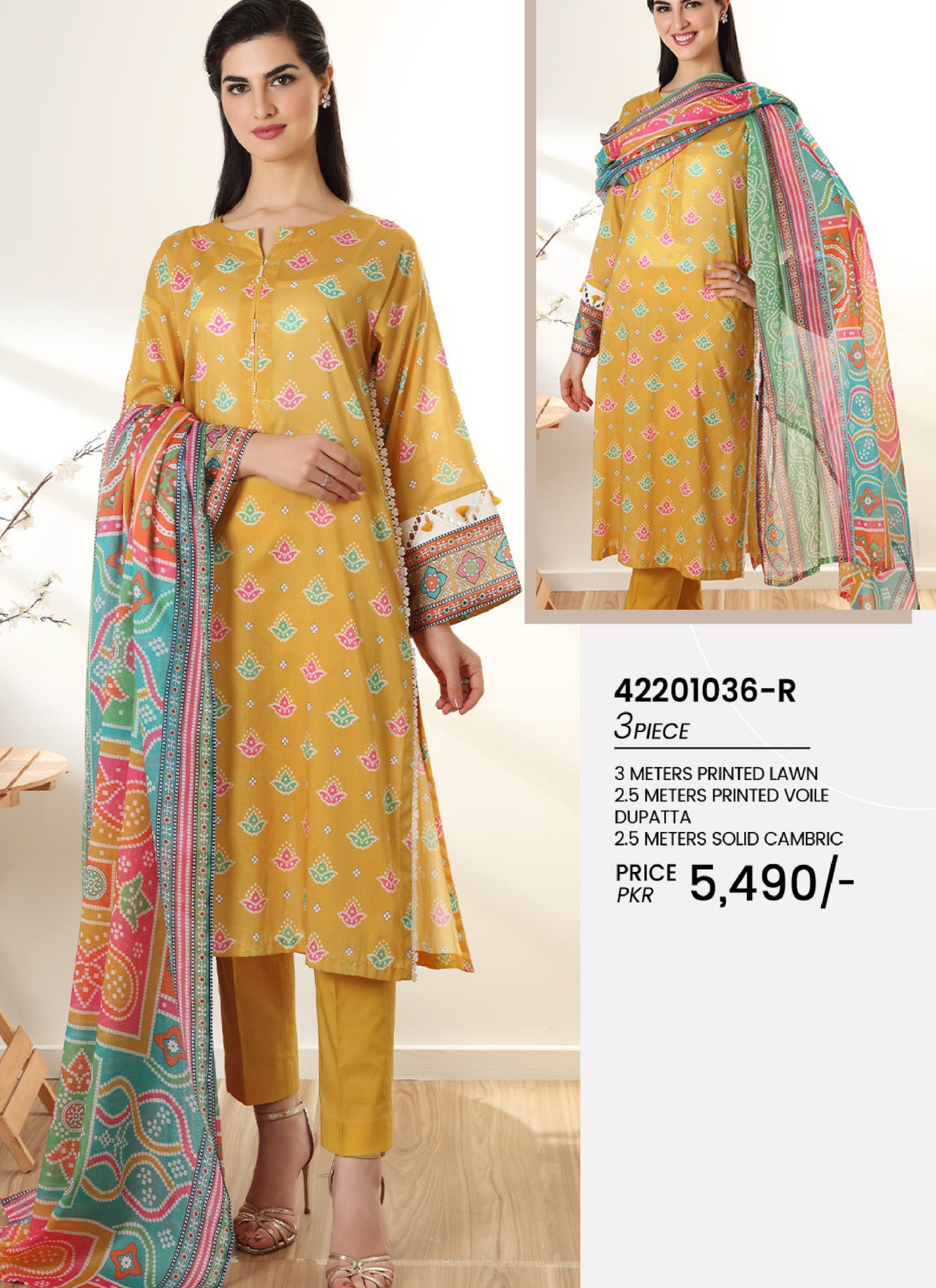 Nishat 3 Piece Lawn Suit (Unstiched)