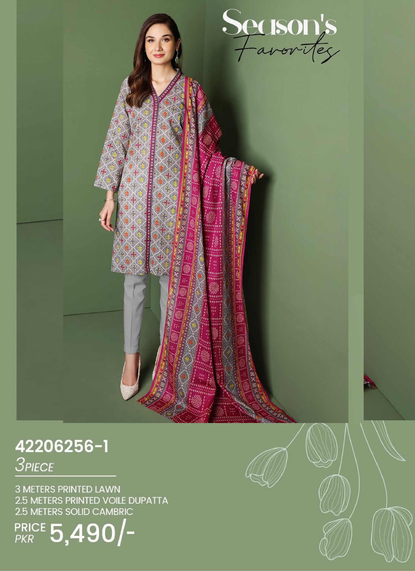 Nishat 3 Piece Lawn Suit (Unstiched)
