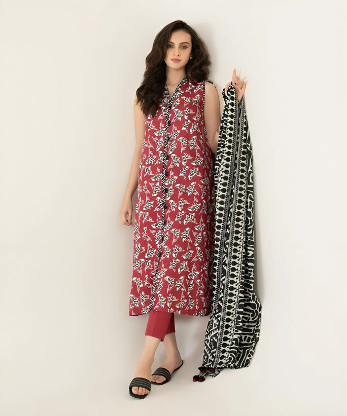 Sapphire 3-Piece Digital Printed Linen Suit