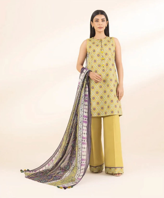 Sapphire 3-Piece Digital Printed Linen Suit