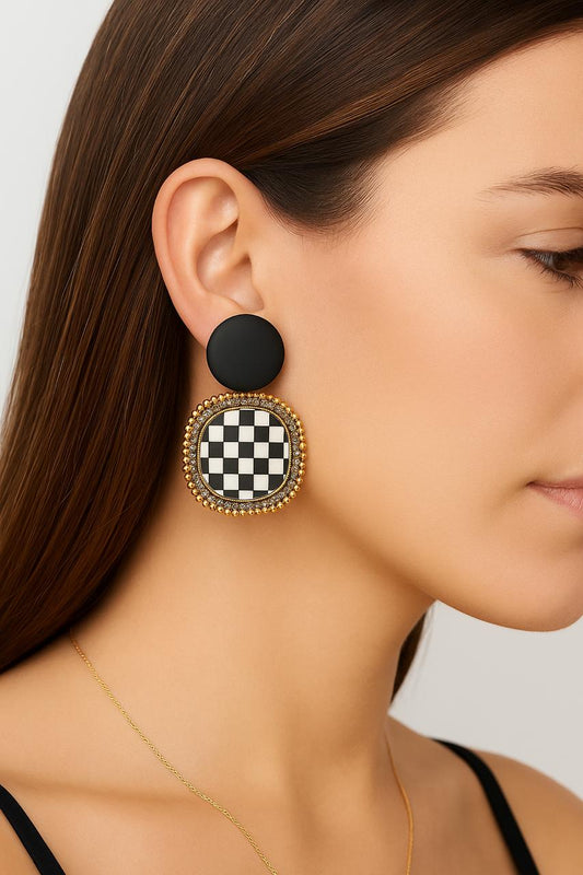 Trendy Chessboard Pattern Earring