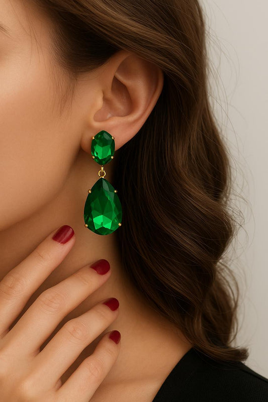 Elegant Green Stone Earring | Formal & Party Wear