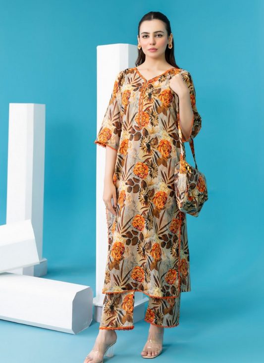 Elegant 2 Piece Unstitched Suit
