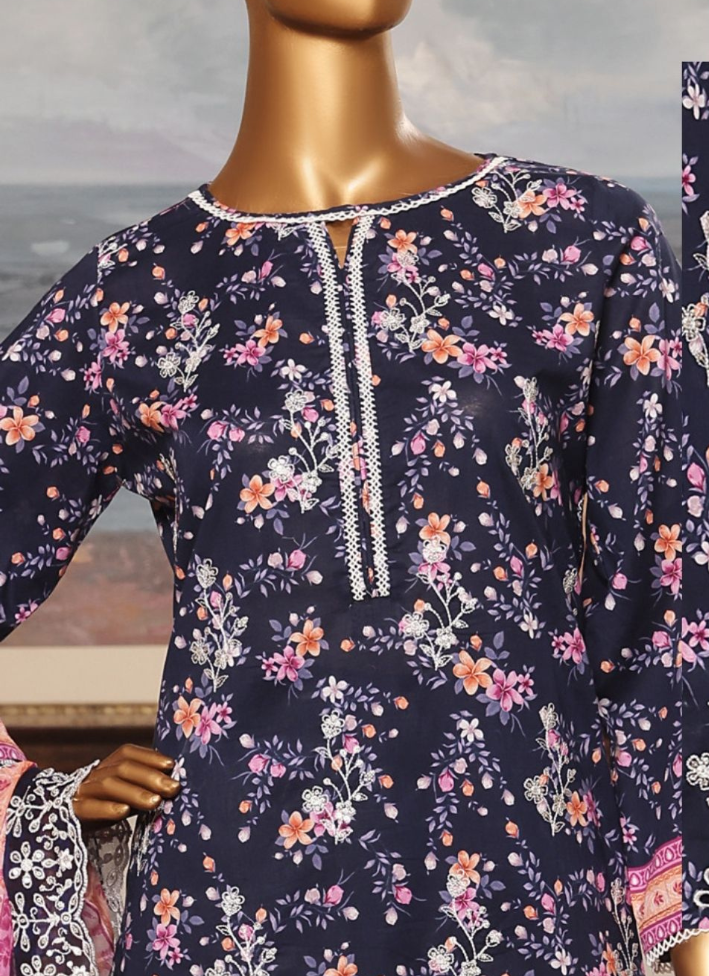 Riwayat Premium 3P Lawn Suit Embroidered
