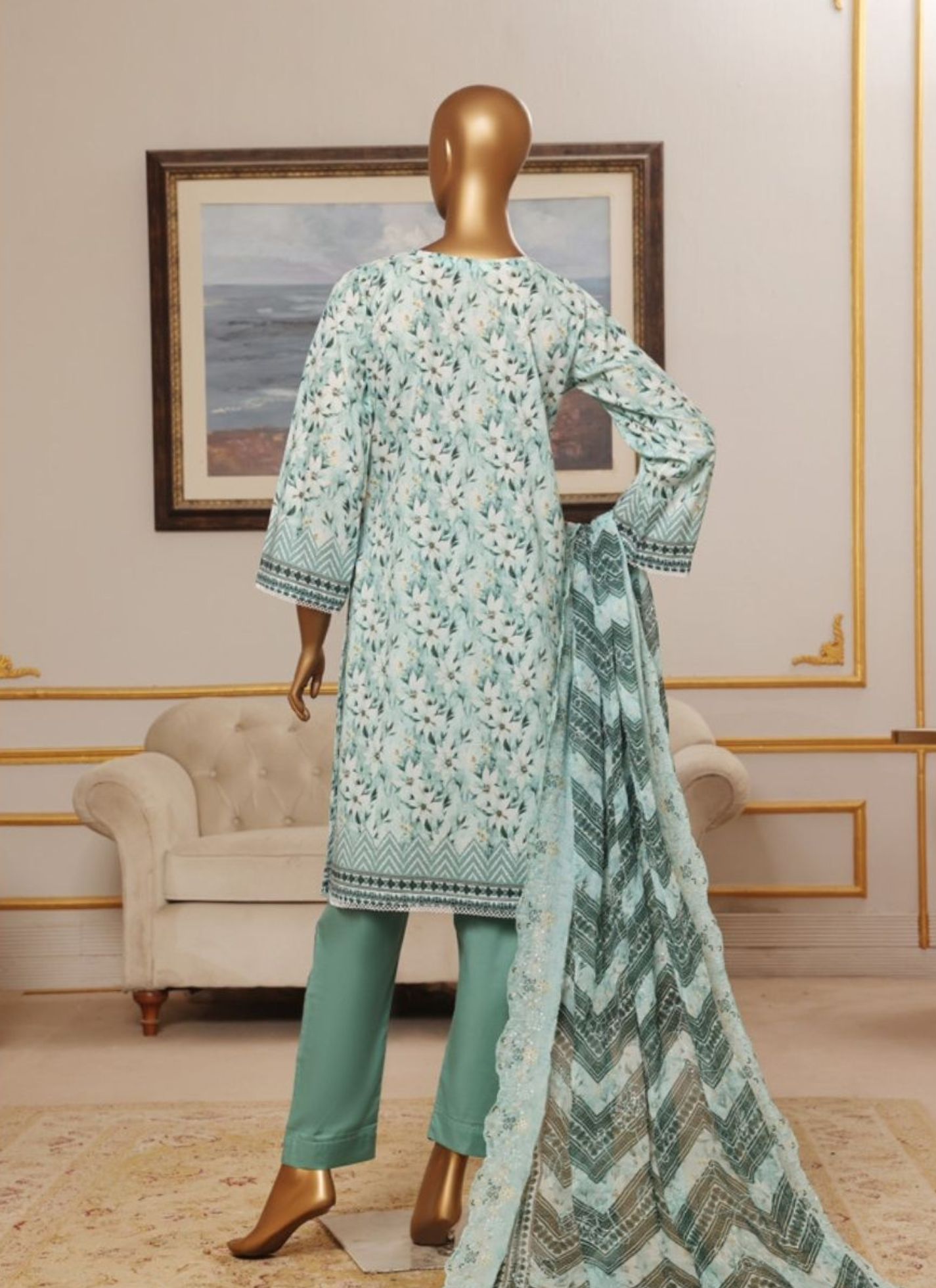 Riwayat Premium 3P Lawn Suit  Embroidered