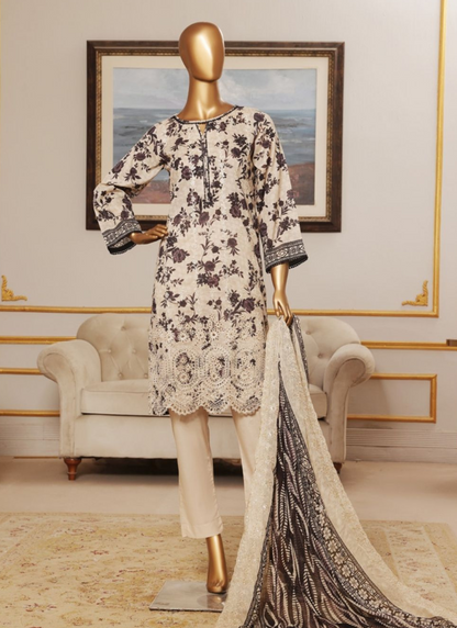 Riwayat Premium 3p Lawn Suit  Embroidered