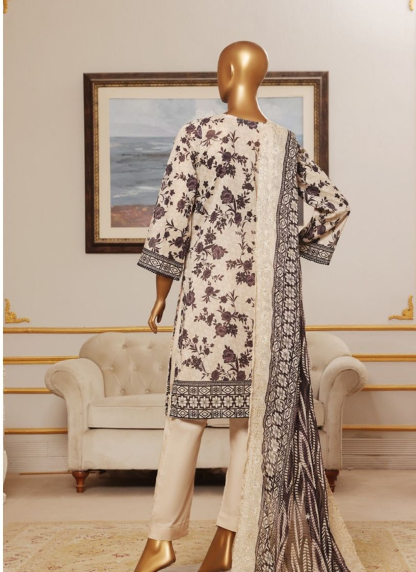 Riwayat Premium 3p Lawn Suit  Embroidered