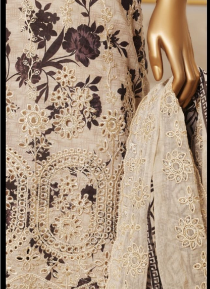 Riwayat Premium 3p Lawn Suit  Embroidered