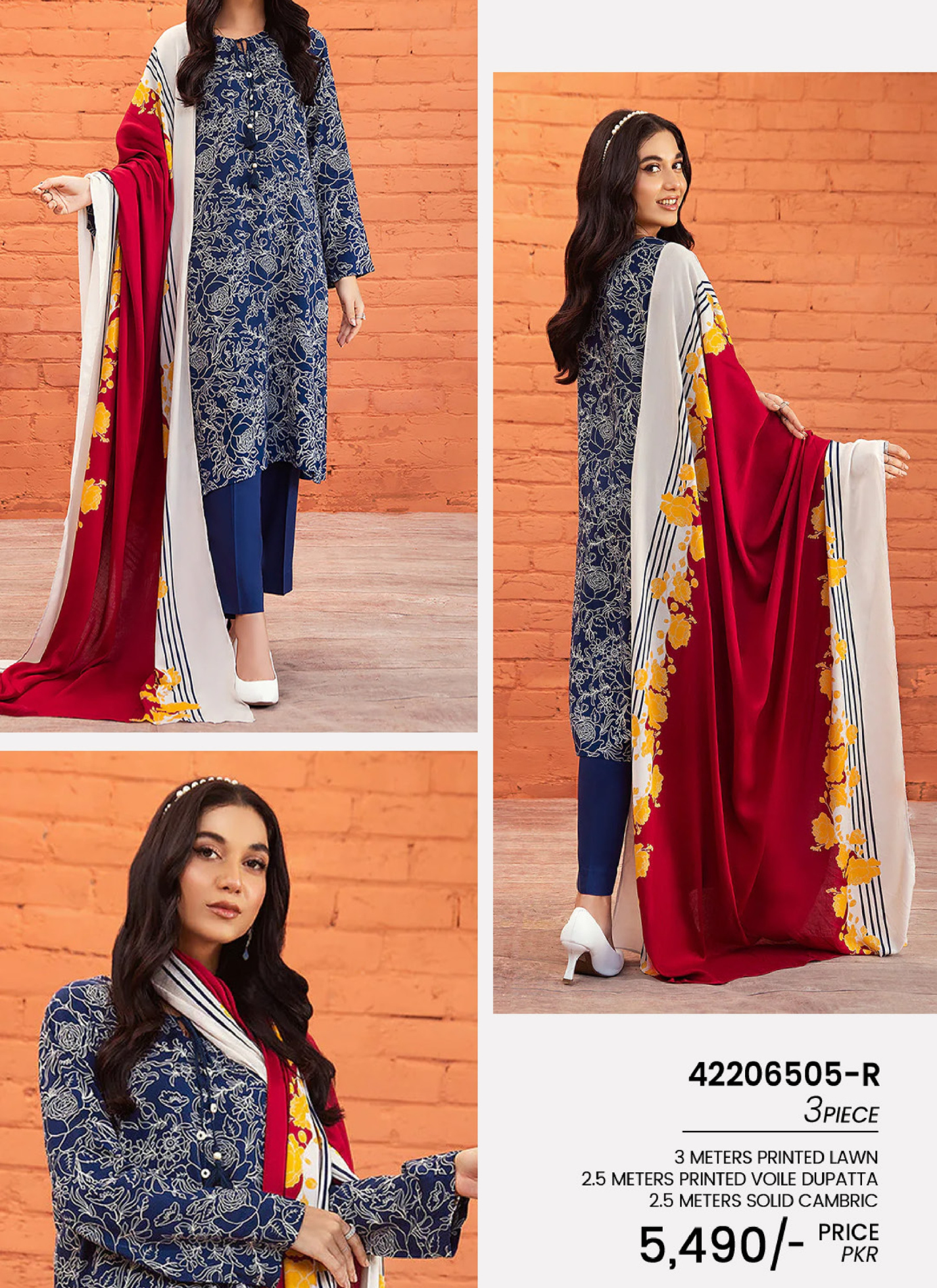 Nishat 3 Piece Lawn Suit (Unstiched)
