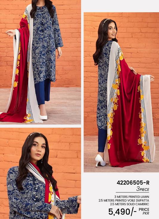Nishat 3 Piece Lawn Suit (Unstiched)
