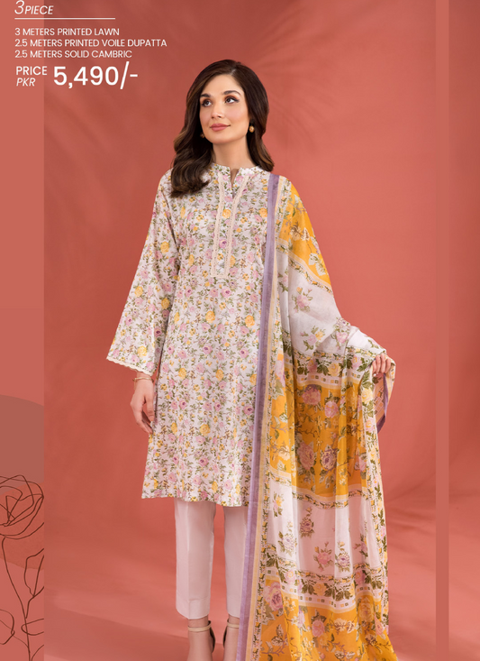 Nishat 3 Piece Lawn Suit (Unstiched)