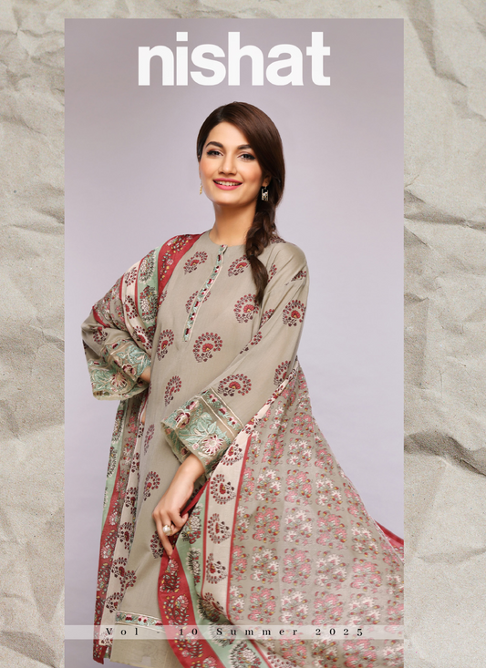 Nishat 3 Piece Lawn Suit (Unstiched)