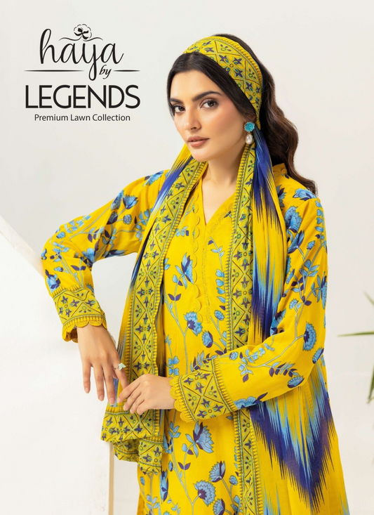 Haya By Legends 3p Lawn Suit (Unstiched)