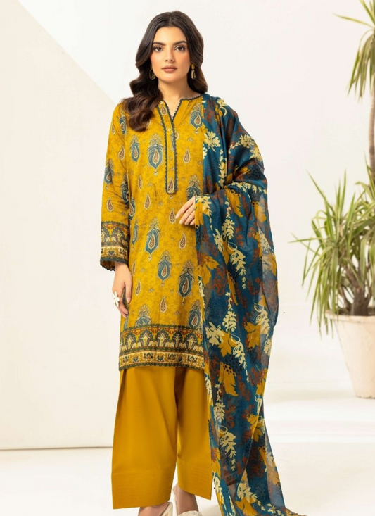 Haya By Legends 3p Lawn Suit (Unstiched)