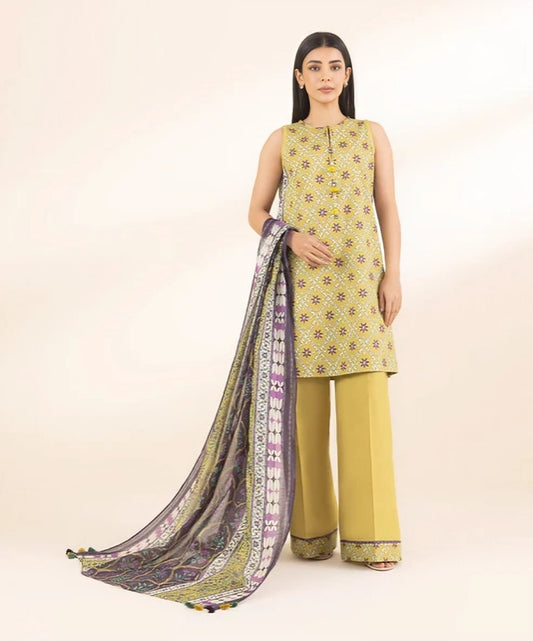 Sapphire 3-Piece Digital Printed Linen Suit